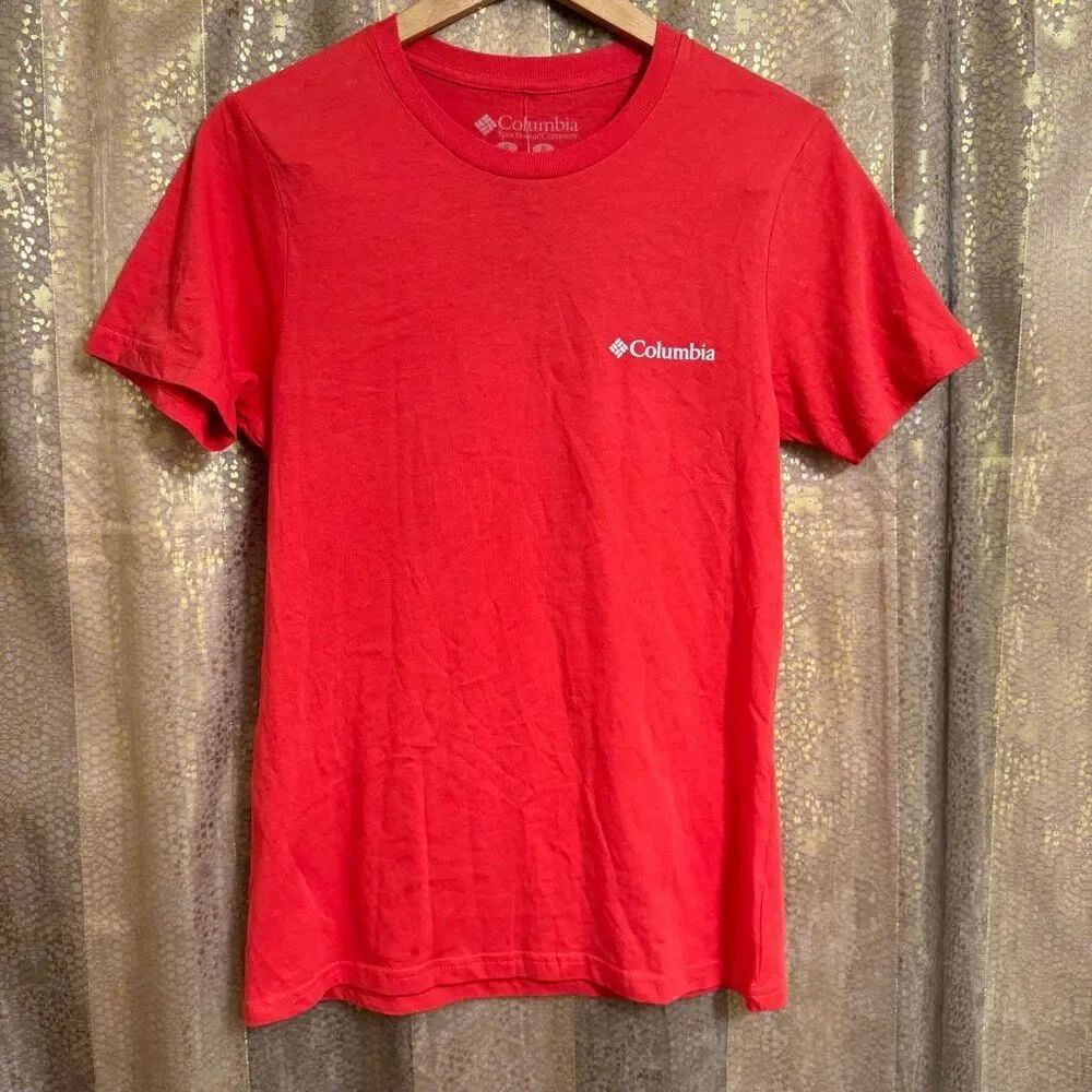 Columbia Sportswear Bright Red Hiking Outdoors Logo T Shirt Unisex NWT